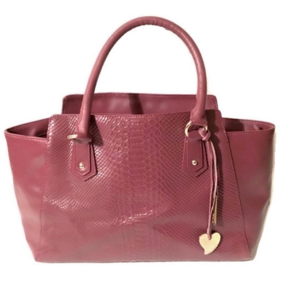 Cuore & Pelle Leather Snakeskin Musette Bag Handbag Carryall Tote